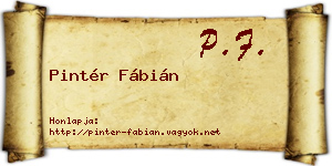 Pintér Fábián névjegykártya